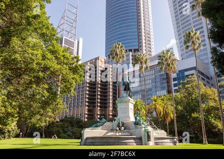 La statua del capitano Arthur Phillip, primo governatore del nuovo Galles del Sud dal 1788 al 1792 nel centro di Sydney. Australia. Foto Stock
