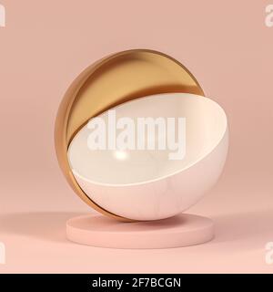 sfondo astratto con emisferi in marmo e oro. rendering 3d Foto Stock