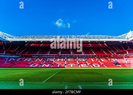 Il Teatro dei sogni, Old Trafford, Manchester. Foto Stock