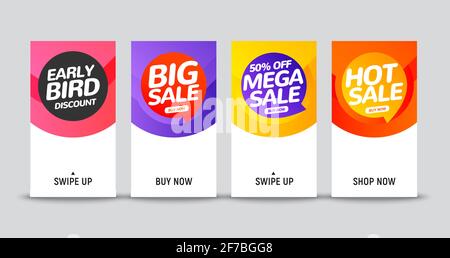 Banner di vendita sconto poster offerta sito web mobile. Vendita online e-mail design Illustrazione Vettoriale