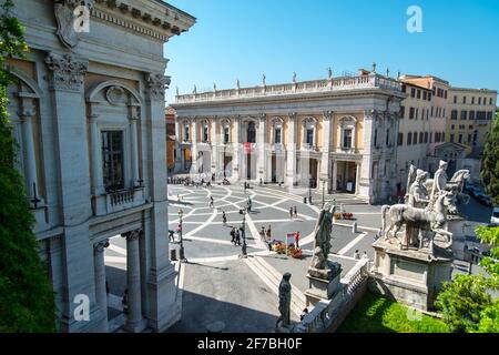 Piazza del Campidoglio sul Campidoglio, Turista, Roma, Lazio, Italia, Europa Foto Stock