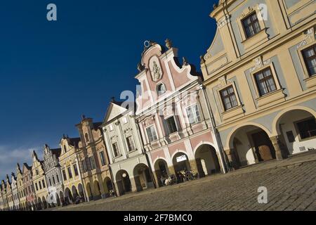 Città vecchia in Telc, Repubblica Ceca Foto Stock
