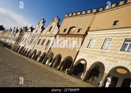 Città vecchia in Telc, Repubblica Ceca Foto Stock