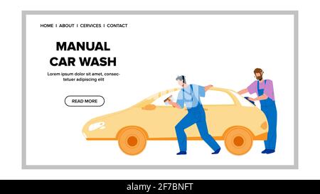 Autolavaggio manuale con Automobile Shampoo Vector Illustrazione Vettoriale