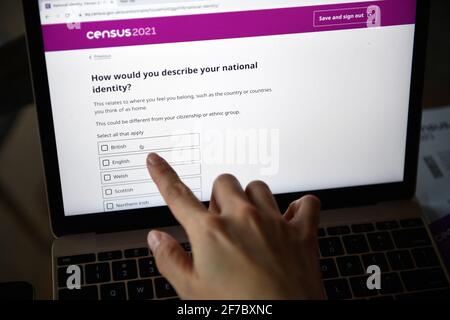 Modulo online Census 2021 UK. Londra. REGNO UNITO. Marzo 2021. Foto Stock