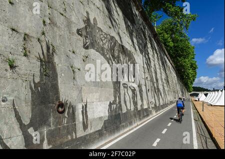 William Kentridge, artista, Lungotevere, River, Tevere, Roma, Lazio, Italia, Europa Foto Stock