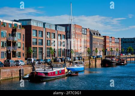 Vista sul porto di Delfshaven. Rotterdam, Paesi Bassi Foto Stock