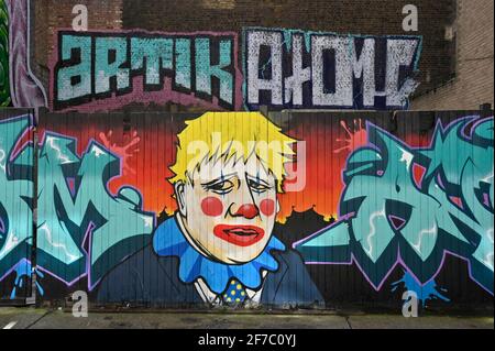 Boris Johnson Street Art, Londra Foto Stock