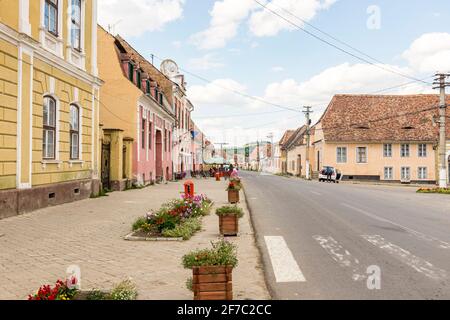 Il villaggio sassone di Biertan, Transilvania, Romania. Foto Stock