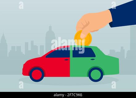 Concetto di risparmio auto ecologica elettrica Foto Stock