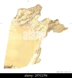 Kandahar, provincia dell'Afghanistan. Immagini satellitari Sentinel-2. Forma isolata su bianco. Descrizione, ubicazione della capitale. Contiene la cope modificata Foto Stock