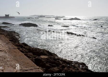 Il Nord Atlantico alla Scala la Kasbah a Essaouira, Marocco Foto Stock