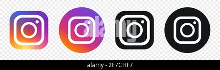 Instagram. Icone della fotocamera impostate. Illustrazione vettoriale isolata su sfondo bianco Illustrazione Vettoriale