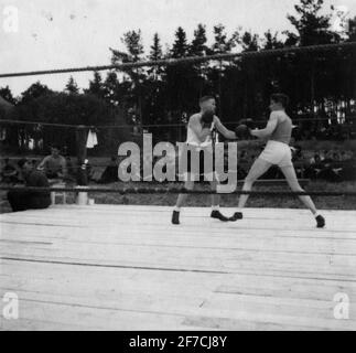 Incontro di pugilato su F 2, 1940 incontro di pugilato su F 2 flotta di volo Roslagens, 1940. Foto Stock