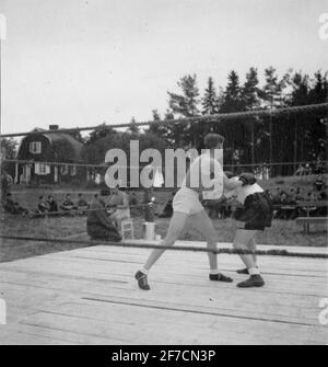 Incontro di pugilato su F 2, 1940 incontro di pugilato su F 2 flotta di volo Roslagens, 1940. Foto Stock