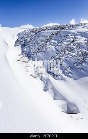 Inverno nei Pennines - UN burrone pieno di neve vicino a Coalcleugh, Northumberland UK Foto Stock