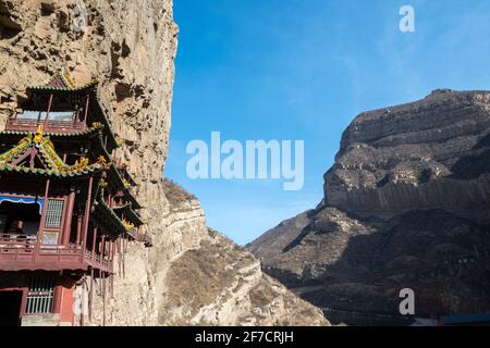 XuanKong si (Tempio di Hanging) ai piedi del Monte Hengshan nella provincia di Shanxi, a circa 300 miglia a sud-ovest di Pechino, Cina. Foto Stock