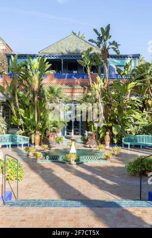 Villa Oasis nel famoso giardino botanico Jardin Majorelle di Yves Saint Laurent a Marrakech, Marocco Foto Stock