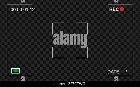 Icona di sovrapposizione del mirino della videocamera. Modello vettoriale moderno della cornice della fotocamera . Illustrazione Vettoriale