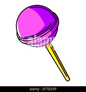 Illustrazione di lollipop. Icona colorata e carina del cartone animato. Illustrazione Vettoriale