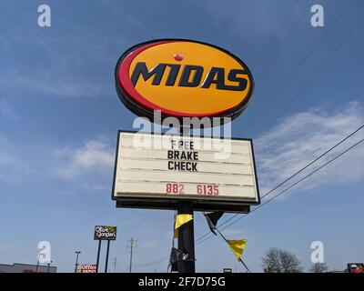 Vista Closeup di Midas Signage Foto Stock