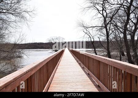 Parco ecologico Anse au Port durante un'alluvione. Situato vicino a Trois-Rivieres, Quebec Foto Stock