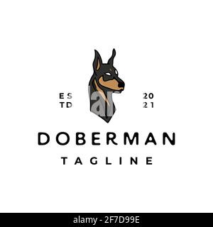 Illustrazione vettoriale del design con logo Pinscher vintage Doberman Illustrazione Vettoriale
