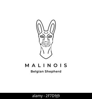 Design con logo Belga malinois Dog Line Art Illustrazione Vettoriale