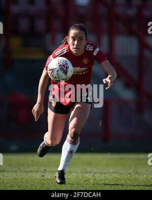 Crawley, Regno Unito. 04th Apr 2021. Lucy Stanifforth di Man Utd durante la partita FAWSL tra Brighton e Hove Albion Women e Manchester United Women presso il People's Pension Stadium di Crawley, Inghilterra, il 4 aprile 2021. Foto di Andy Rowland. Credit: Prime Media Images/Alamy Live News Foto Stock