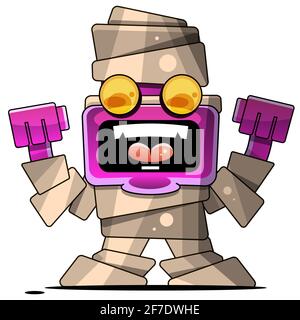 Cartoon Mummy Vector Cartoon Firma per la stampa, in fumetti, Moda Illustrazione Vettoriale