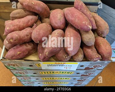 Patate varie disponibili per l'acquisto Foto Stock