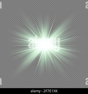 Effetto luminoso verde isolato a incandescenza, luce parassita della lente Illustrazione Vettoriale