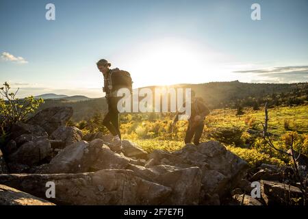 Escursione in coppia al Mount Rogers in Virginia. Foto Stock