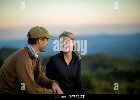 Escursione in coppia al Mount Rogers in Virginia. Foto Stock