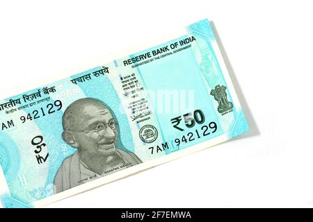 Nuova valuta indiana di 50 rupee nota Foto Stock