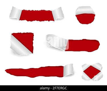 Set di striscioni su sfondo bianco da carta strappata per la pubblicità e la promozione di design. Raccolta di illustrazioni vettoriali Illustrazione Vettoriale