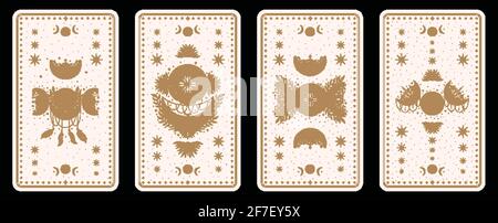 Mistico tarocco da tavolo card.Occult esoteric vintage tarot card.Witch fortuna raccontare tema modello. Illustrazione Vettoriale