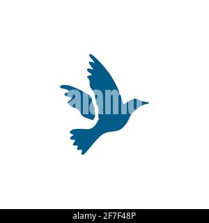Icona blu uccello su sfondo bianco. Illustrazione vettoriale Blue Flat Style. Illustrazione Vettoriale