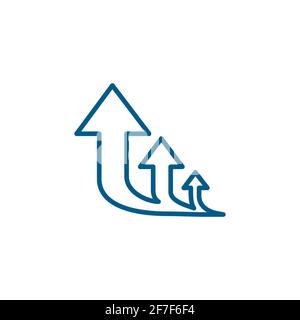 Tre frecce direzione segno unidirezionale. Linea piatta direzione strada Blue Vector Illustrazione. Illustrazione Vettoriale