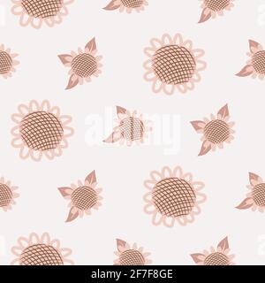 Girasole motivo senza cuciture carino design per tessuto e carta avvolgente. Illustrazione Vettoriale