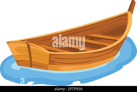 Vettore barca di legno isolato su sfondo bianco Illustrazione Vettoriale