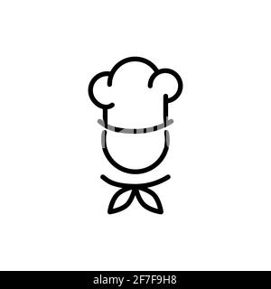 Icona dello chef in stile piatto. Cucina semplice simbolo nero isolato su sfondo bianco. Chef in un segno cappello da cucina. Semplice icona di cottura astratta. Illus vettore Illustrazione Vettoriale