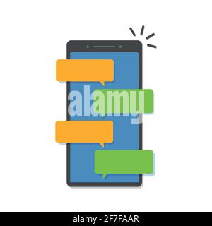 Messaggi sullo schermo del telefono cellulare: Bolle vuote. Illustrazione Vettoriale