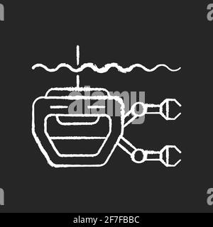 Icona di colore bianco gesso ROV su sfondo nero Illustrazione Vettoriale