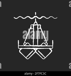 Icona bianca gesso per campionamento sedimenti su sfondo nero Illustrazione Vettoriale