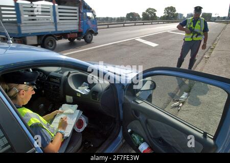 Polizia stradale italiana Foto Stock