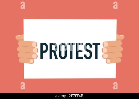 Mani che tengono il cartoncino con un cartello DI PROTESTA Illustrazione Vettoriale