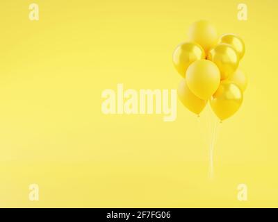 Bollature gialle lucide e opache rappresentazione 3d su sfondo con spazio di copia. Foto Stock