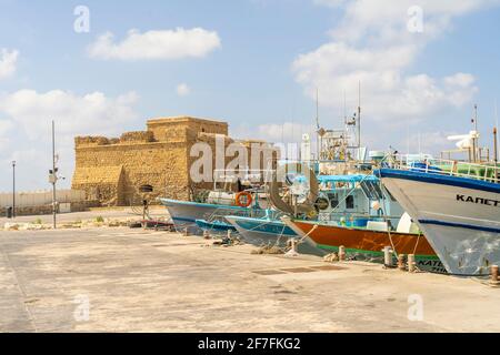Castello di Paphos, stile bizantino, a Paphos, Cipro, Europa Foto Stock