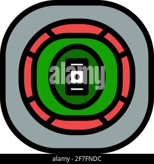 Icona Cricket Stadium. Contorno grassetto modificabile con disegno riempimento colore. Illustrazione vettoriale. Illustrazione Vettoriale